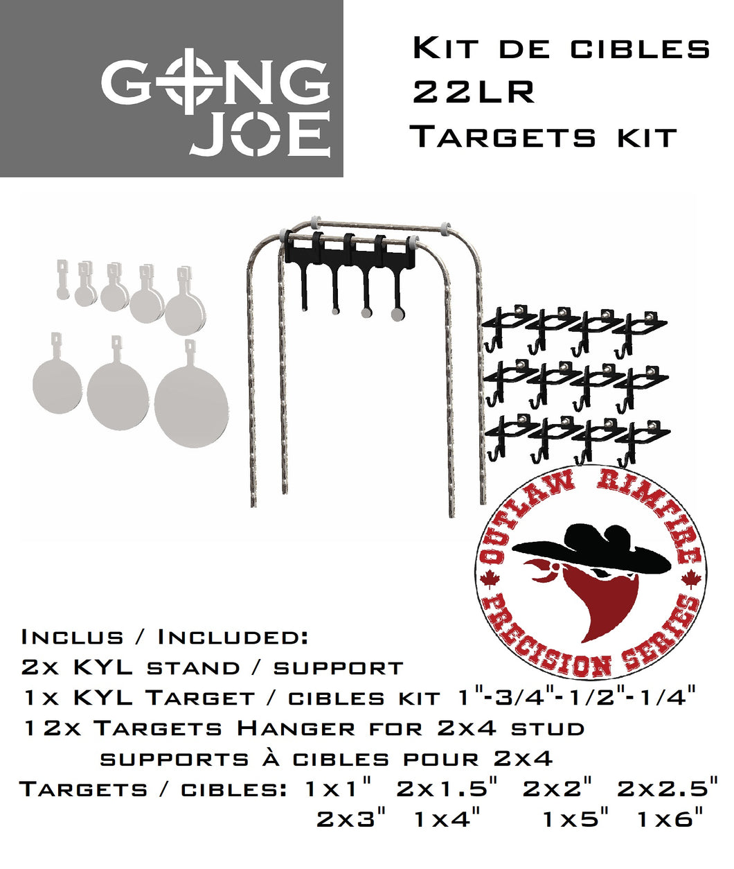 Outlaw Rimfire Precision Series full Kit cibles / Targets 22LR