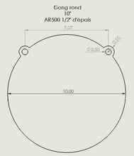 Gong Rond 10" AR500 1/2" / Round Gong 10" AR500 1/2"